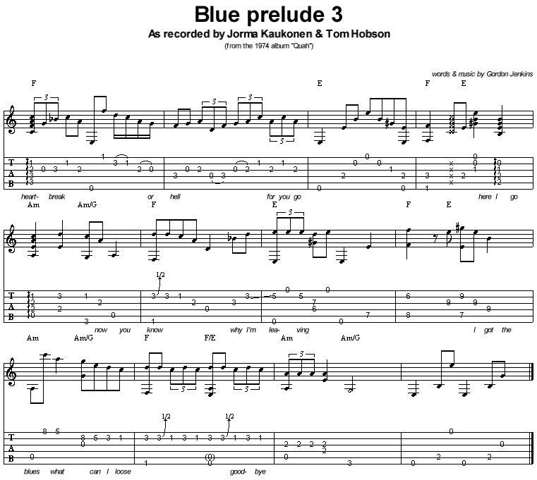 La tab de "Blue Prelude" Part 3
