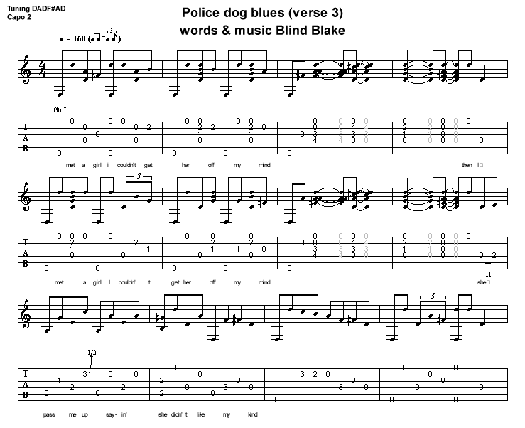 la tab de police dog blues (intro / verse 1)